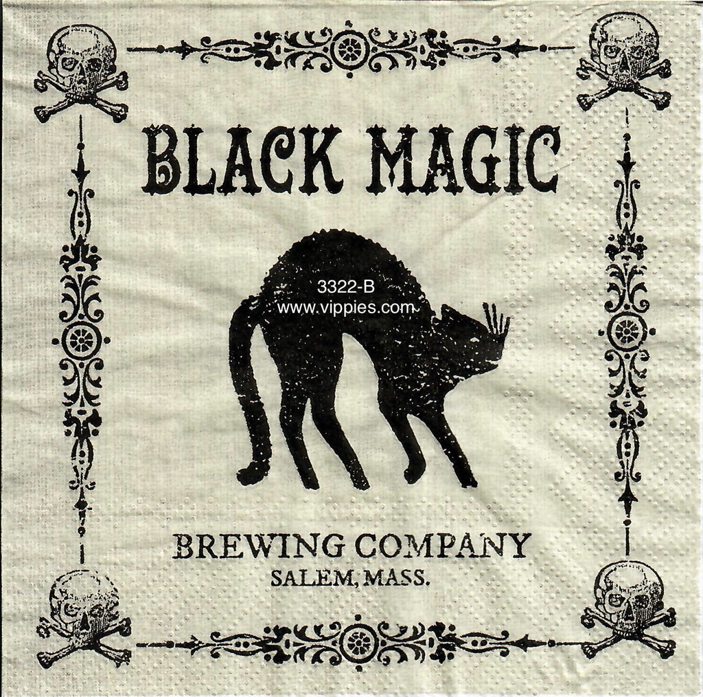 HWN-3322-B Black Magic Cat Napkin for Decoupage