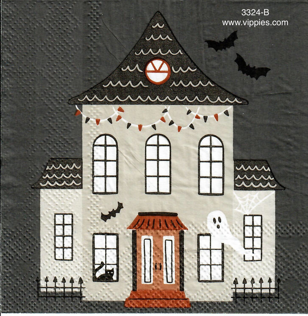HWN-3324-B Modern Haunted House Napkin for Decoupage