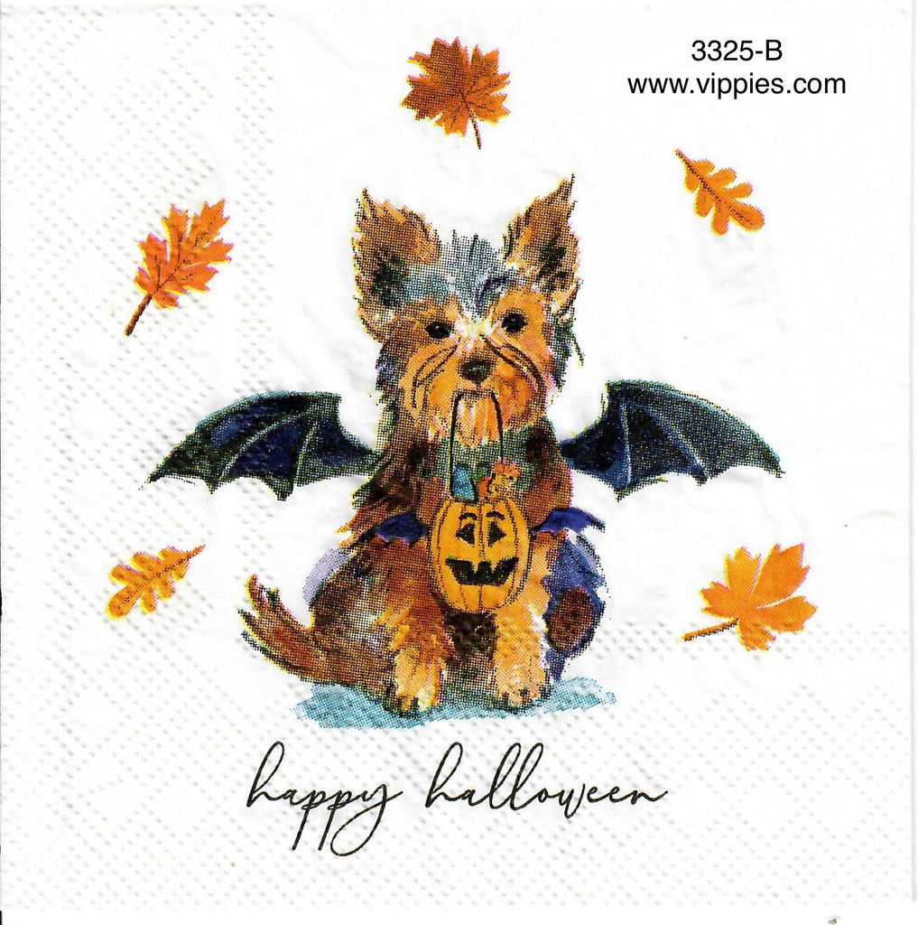 HWN-3325-B Yorkie Bat Napkin for Decoupage
