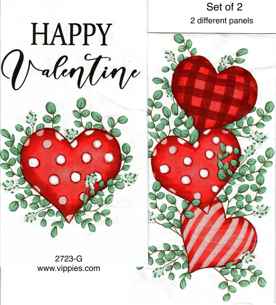 LVY-2723-G-S Set of 2 Happy Valentines Day Dot Heart Napkins for Decoupage