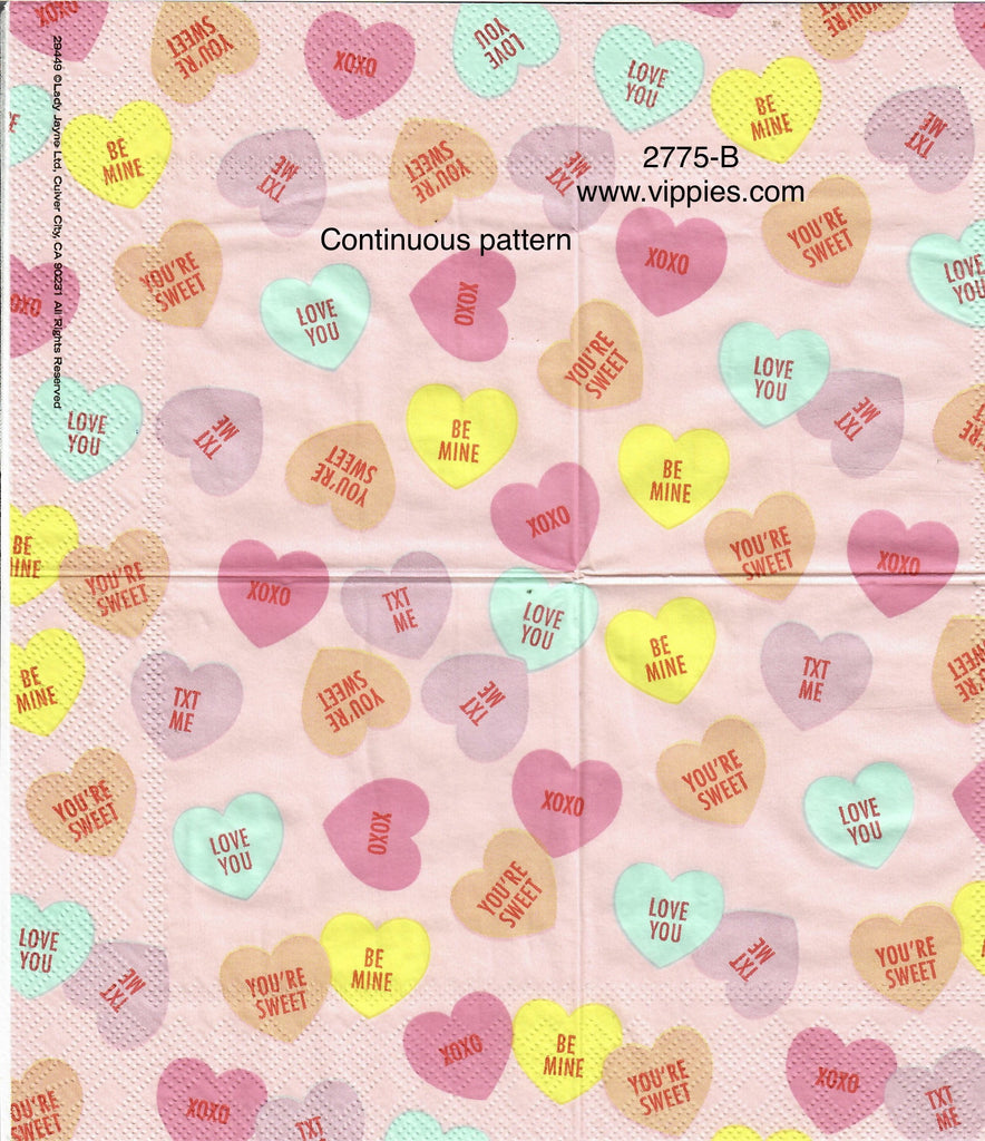 LVY-2775-B Allover Conversation Hearts Napkin for Decoupage