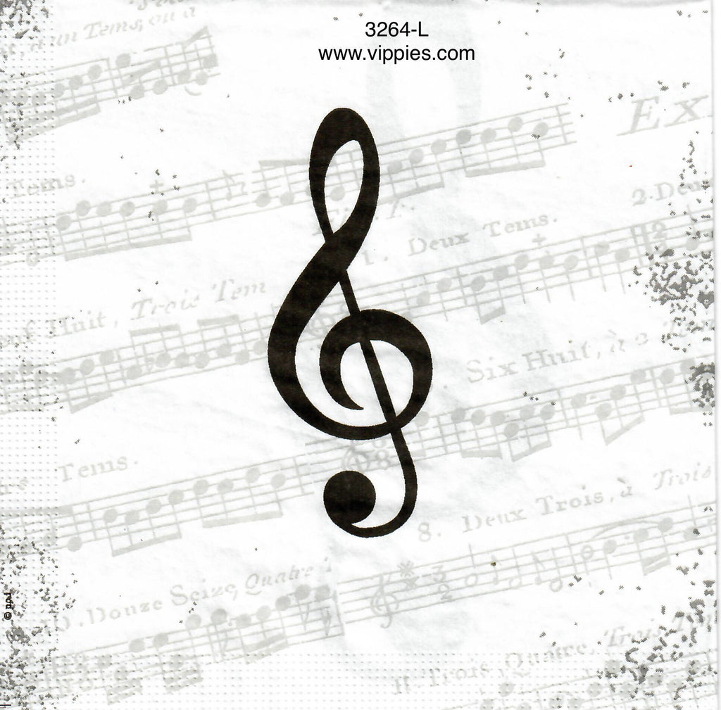 MUS-3264-L G Clef Music Napkin for Decoupage