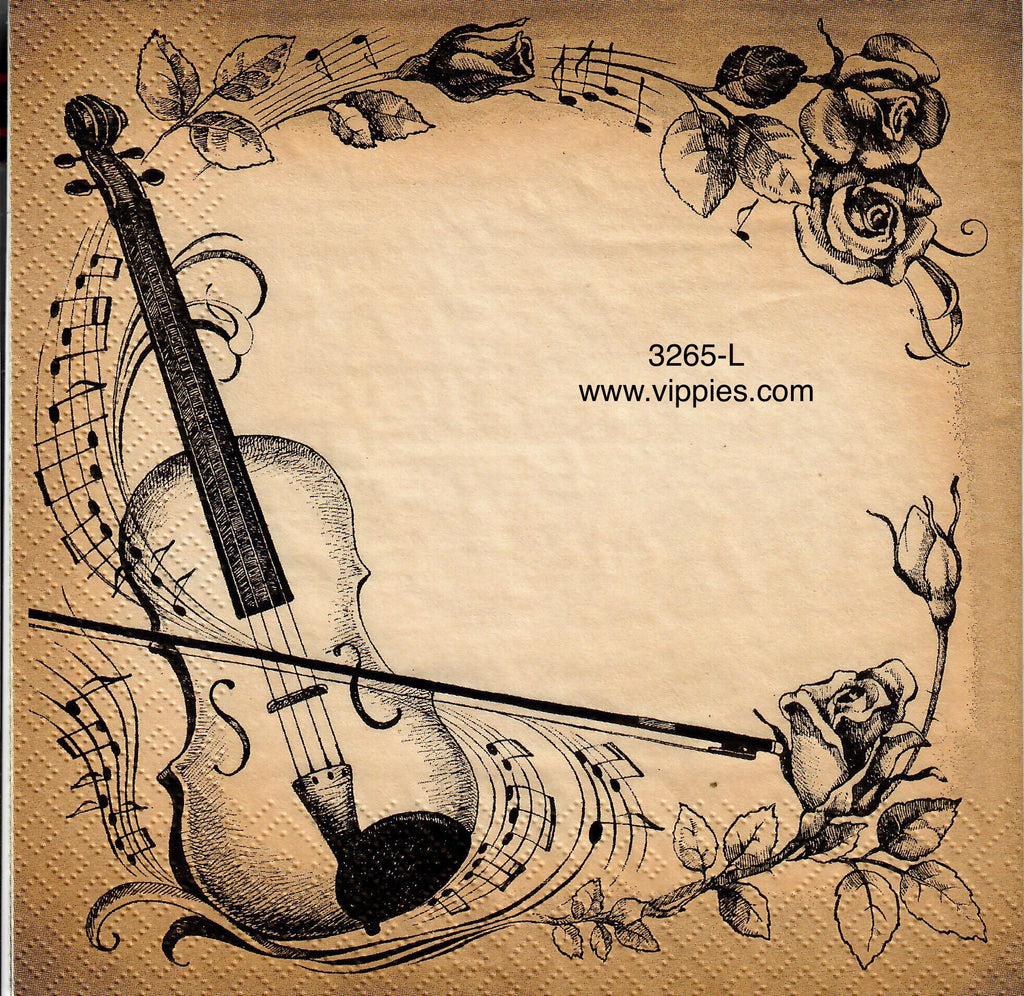 MUS-3265-L Violin Music Napkin for Decoupage