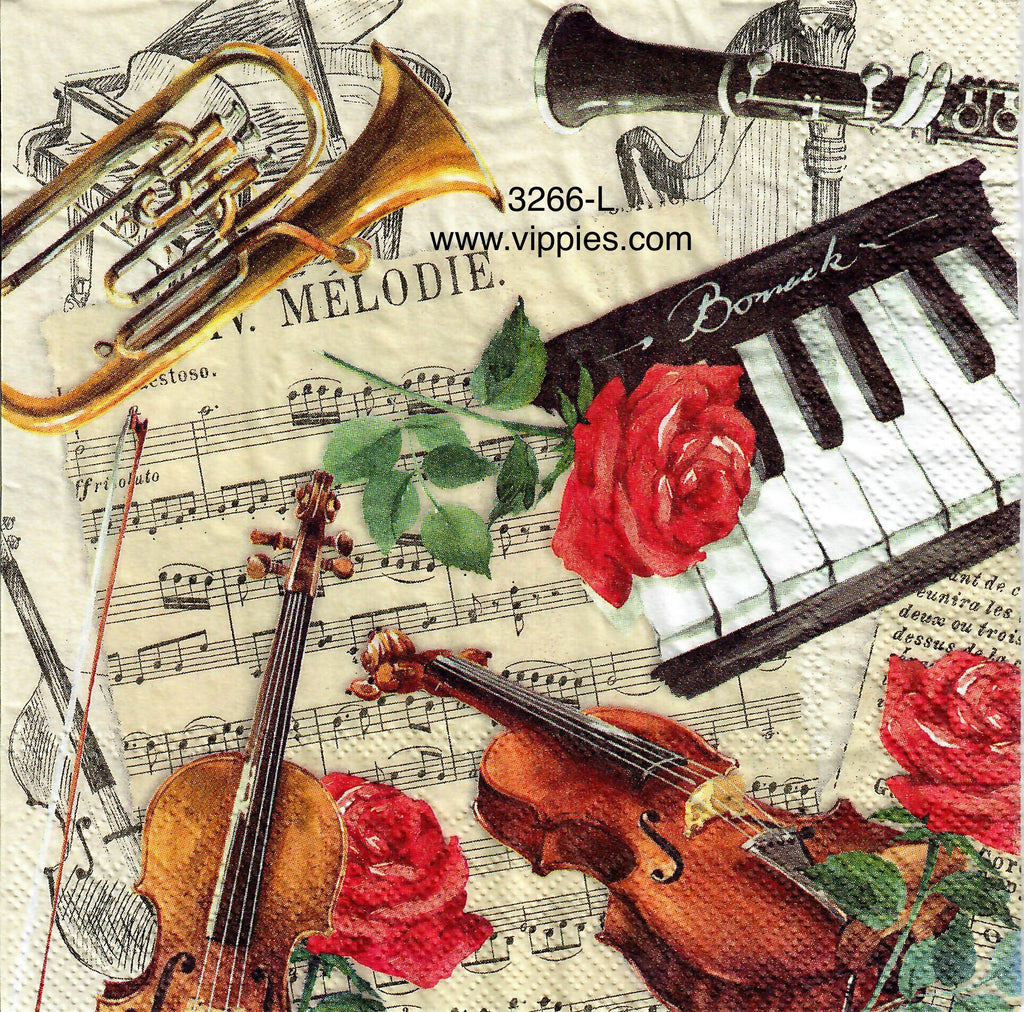 MUS-3266-L Instruments Music Napkin for Decoupage