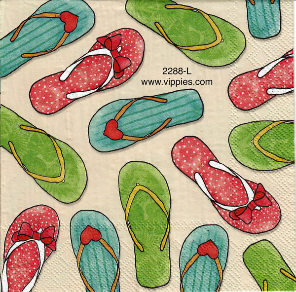 NS2288L Flip Flop Allover Print Napkins for Decoupage Vippies Designs