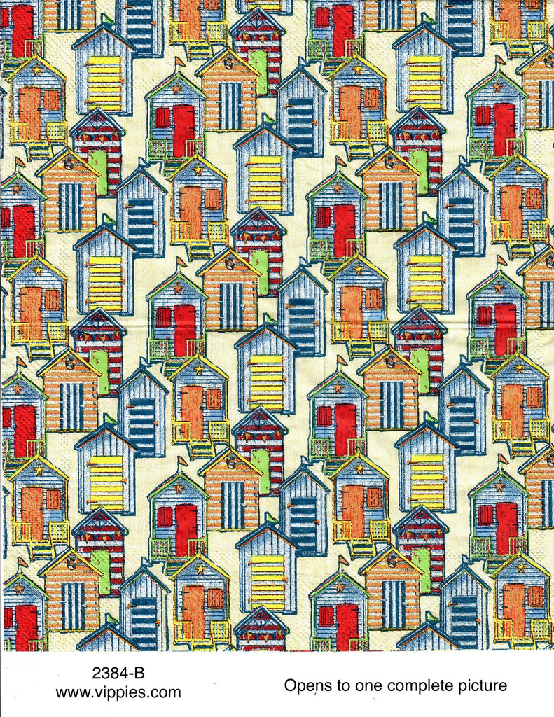 NS-2384-B Beach Cabanas Allover Napkin for Decoupage