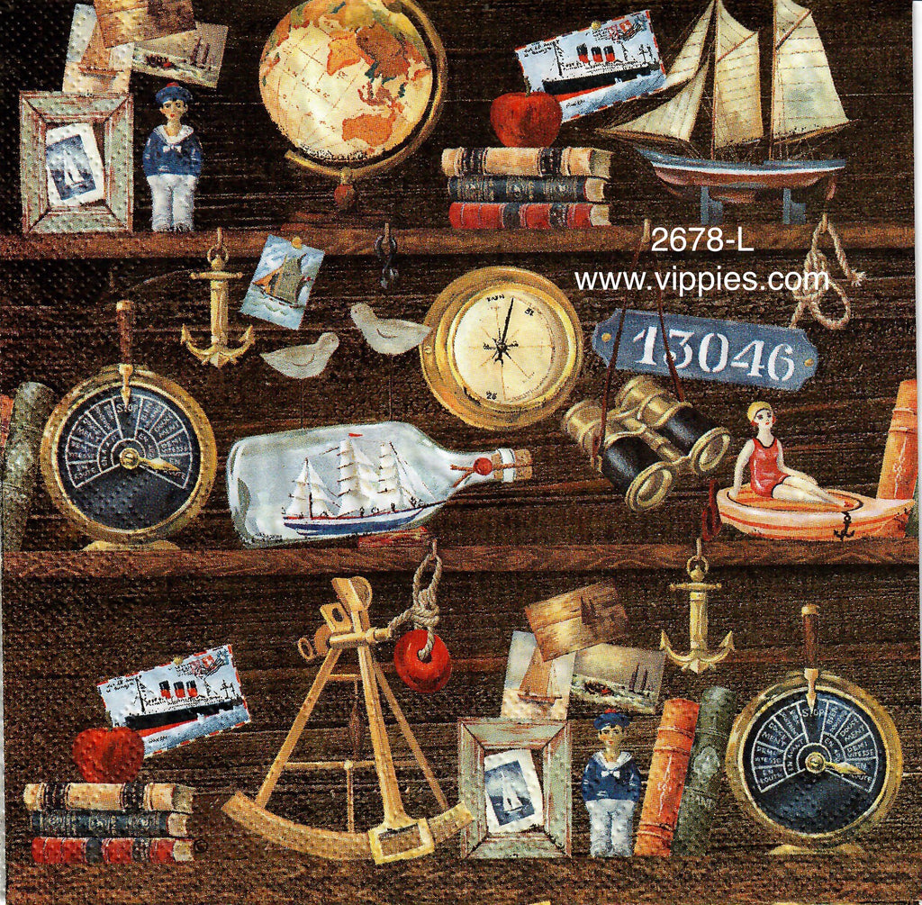 NS-2678-L Nautical Collection Shelves Napkin for Decoupage