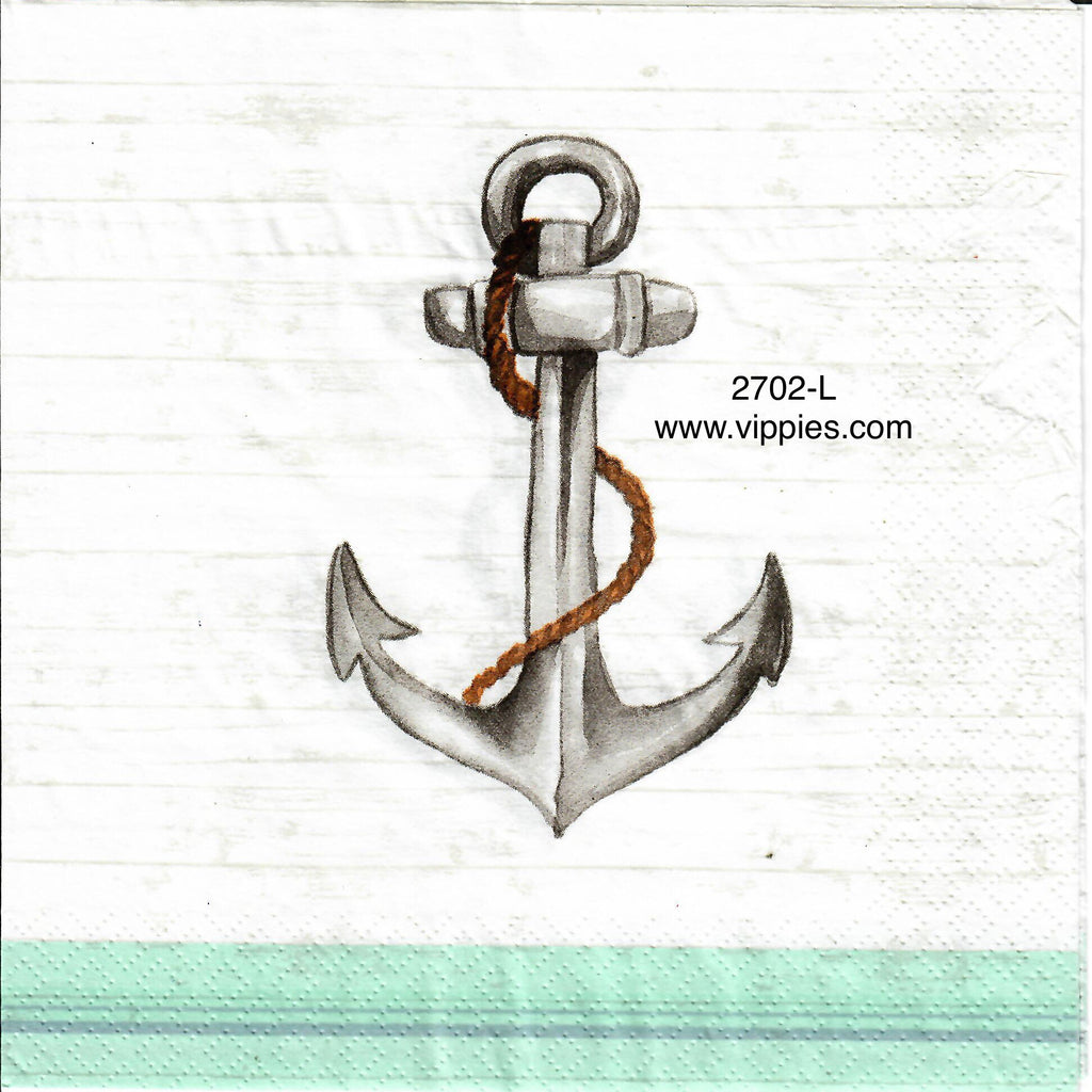 NS-2702-L Anchor Green Border Napkin for Decoupage