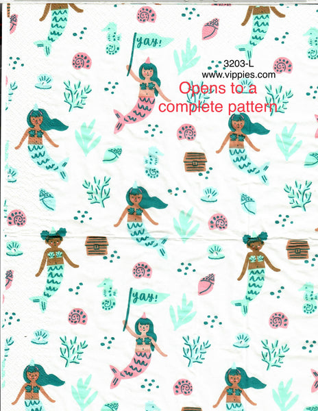 NS-3203-L-S Set of 2 Mermaids Yay Napkins for Decoupage