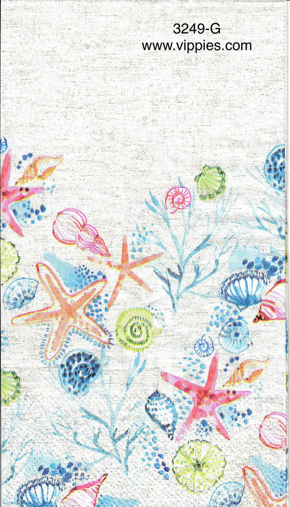 NS-3249-G Pink Starfish Shells Guest Napkin for Decoupage