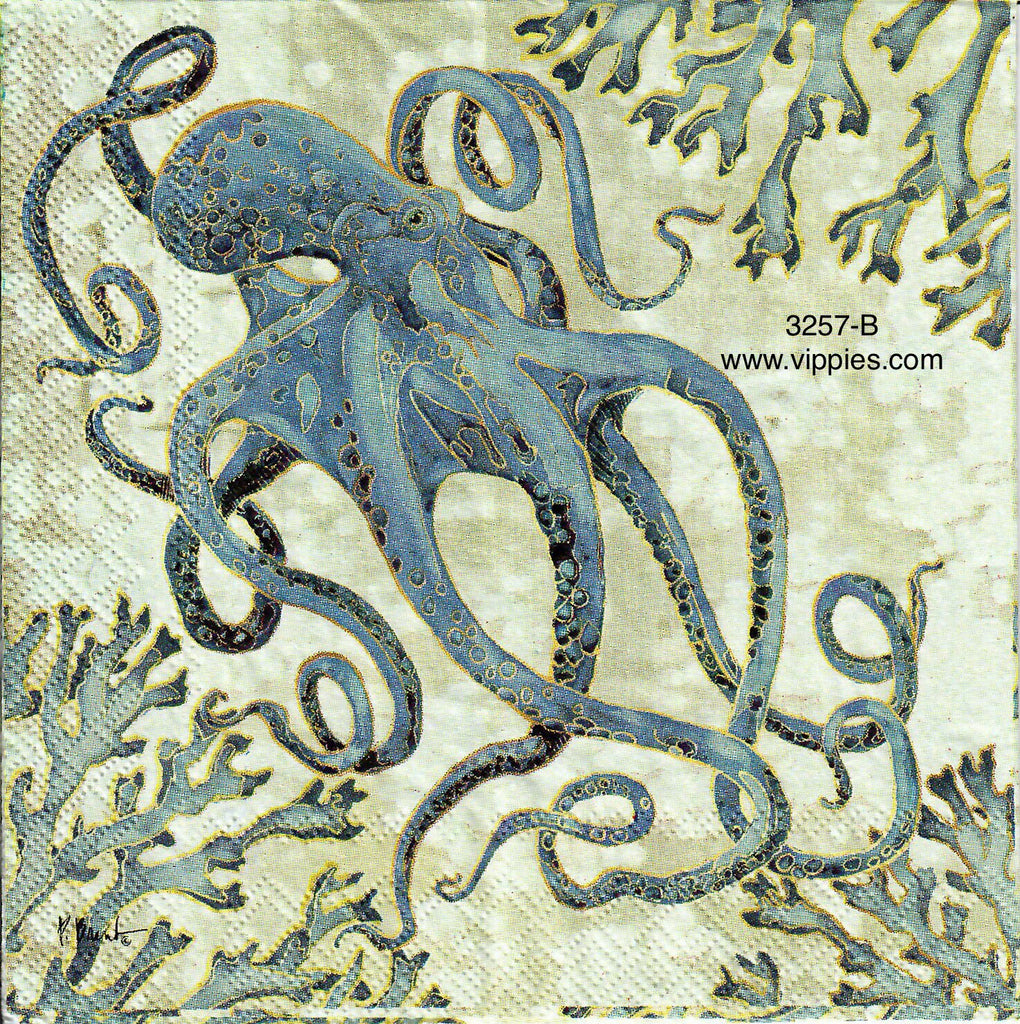 NS-3257-B Playa Octopus Napkin for Decoupage