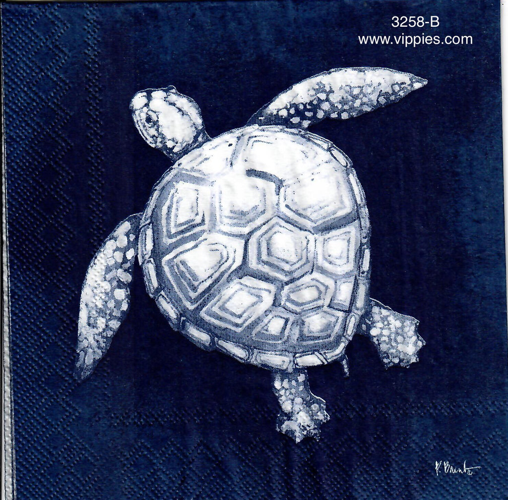 NS-3258-B Turtle on Blue Napkin for Decoupage