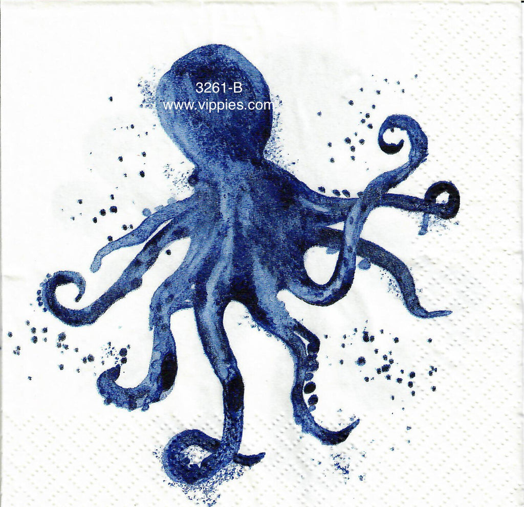 NS-3261-B Blue Octopus Napkin for Decoupage