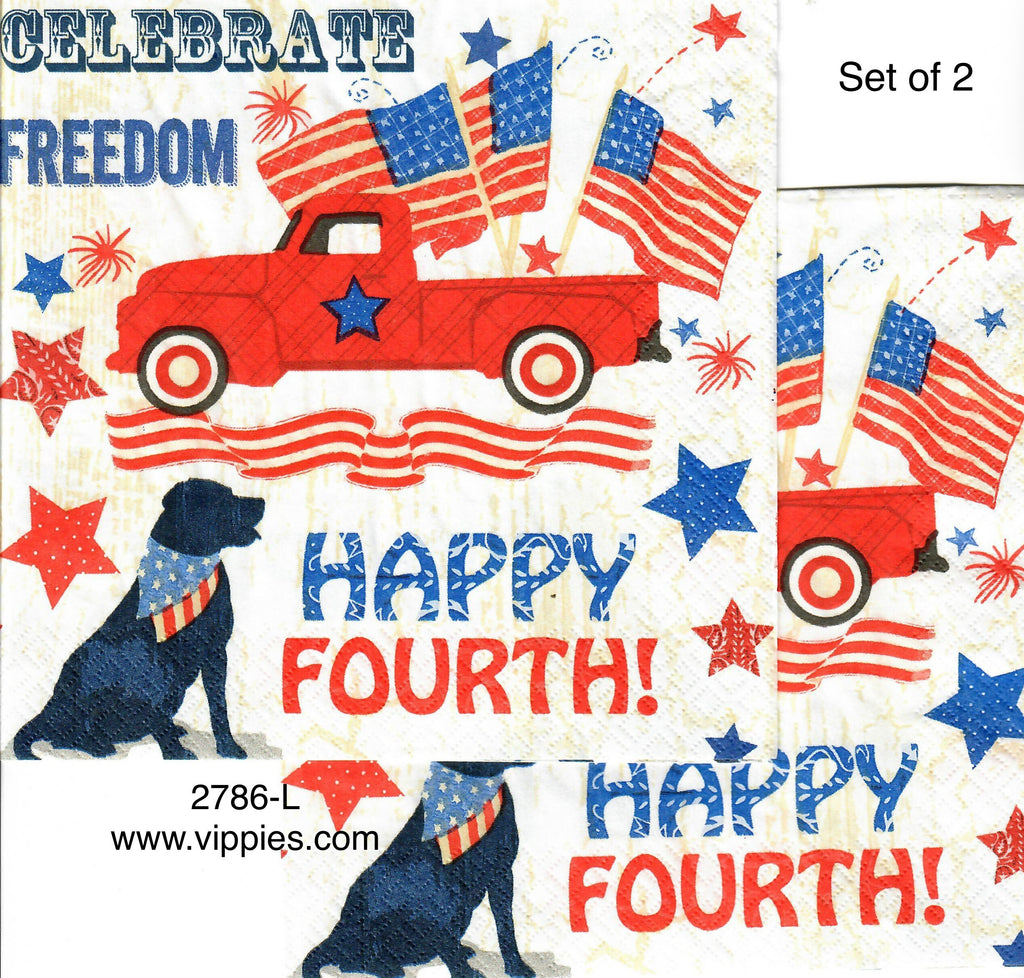 PAT-2786-L-S Set of 2 Celebrate Lab Truck Napkin for Decoupage