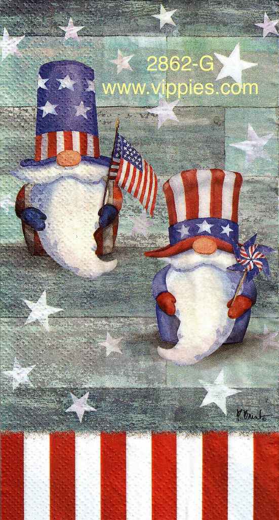 PAT-2862-G Uncle Sam Gnomes Guest Napkin for Decoupage