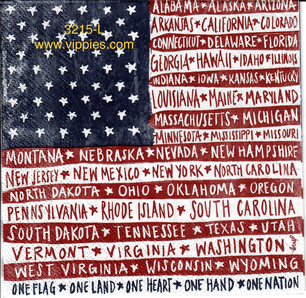 PAT-3215-L Flag States Napkin for Decoupage