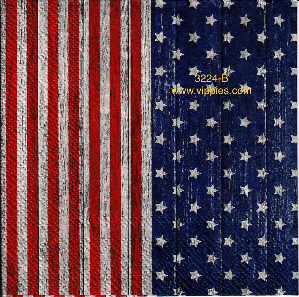 PAT-3224-B Flag Half Stripes Half Stars Beverage Napkin for Decoupage