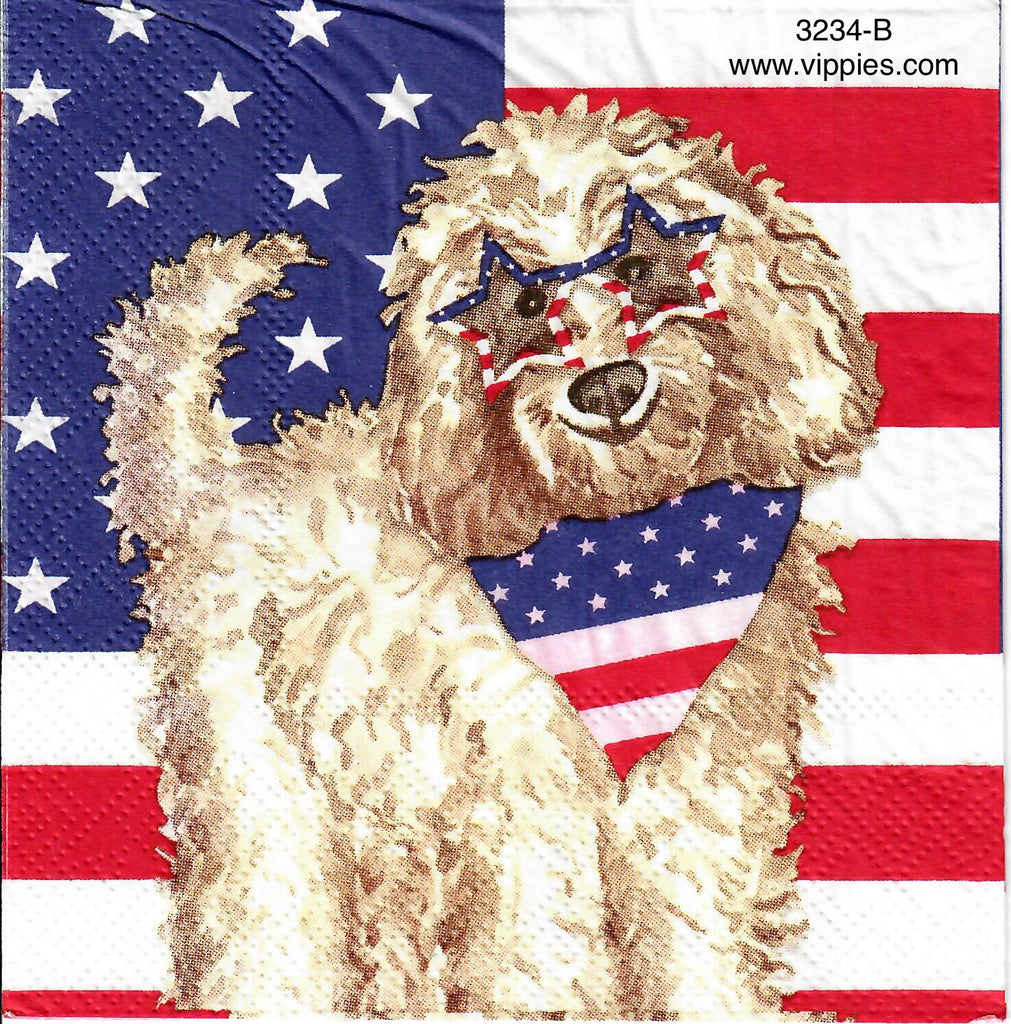 PAT-3234-B Yankee Doodle Dog Beverage Napkin for Decoupage