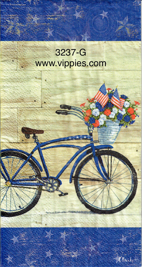 PAT-3237-G Bike Flags Flowers Star Border Guest Napkin for Decoupage