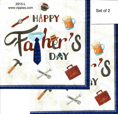 SNT-2915-L-S Set of 2 Happy Fathers Day Tie Napkins for Decoupage
