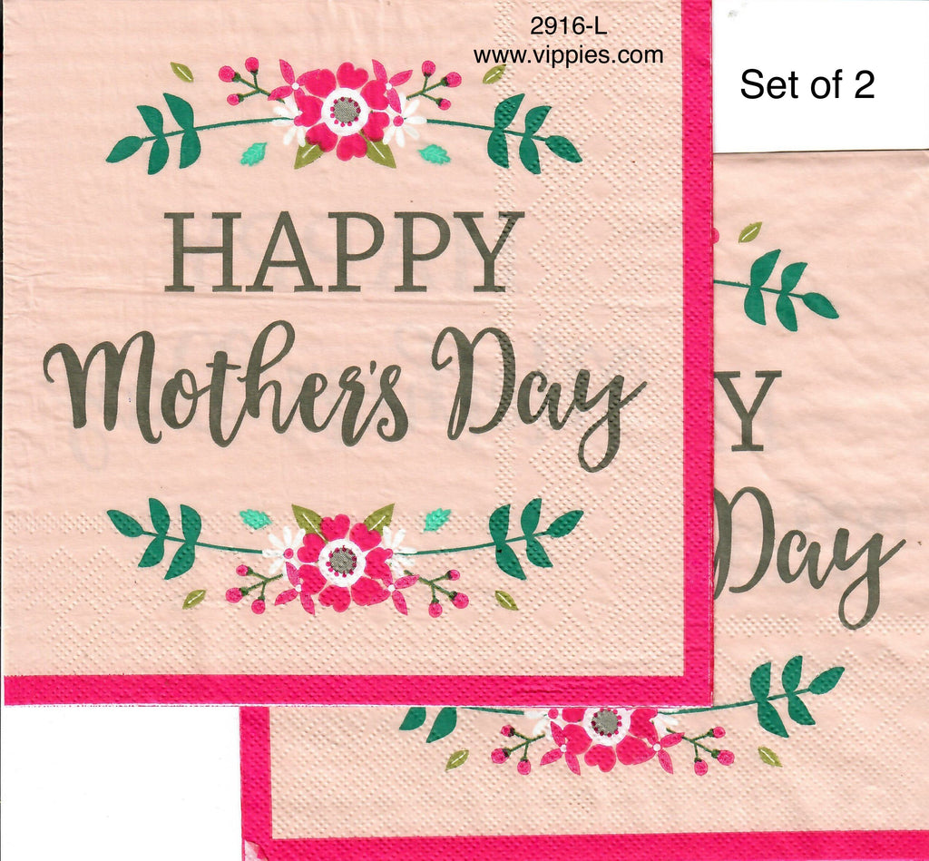 SNT-2916-L-S Set of 2 Happy Mothers Day Flower Arch Napkins for Decoupage