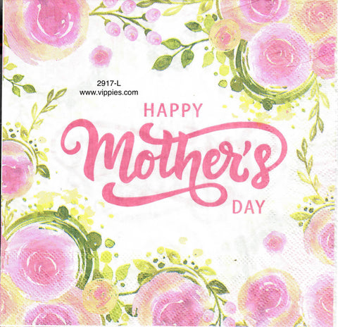 SNT-2917-L Happy Mothers Day Roses Napkin for Decoupage
