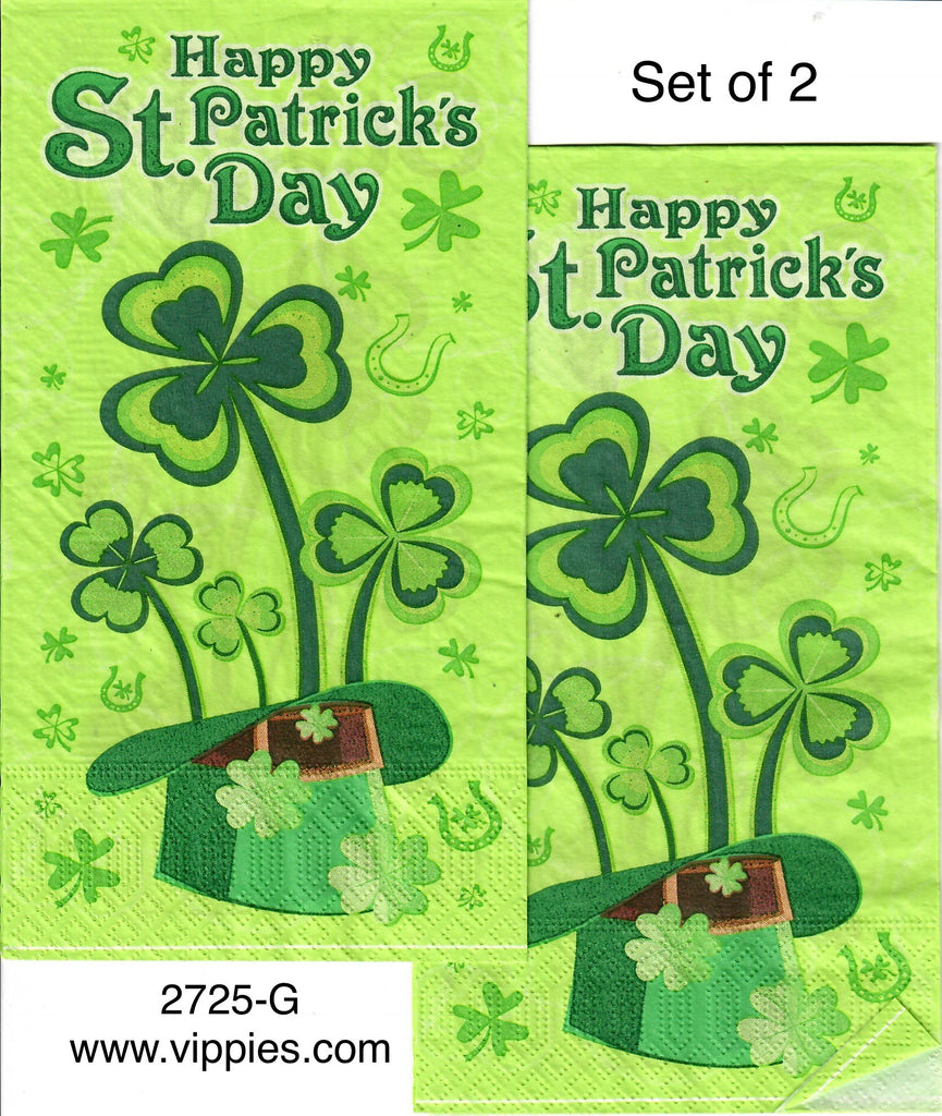 SPD-2725-G-S Set of 2 St. Patrick's Day Hat Shamrocks Napkins for Decoupage