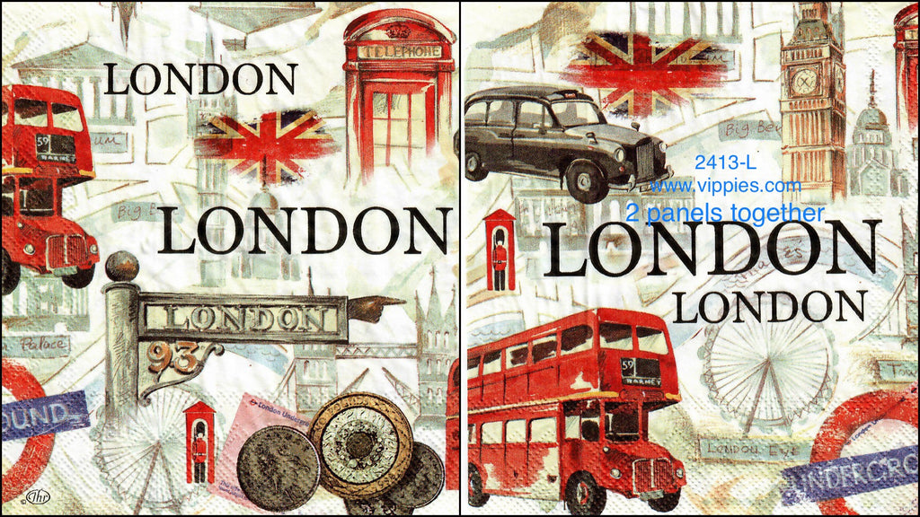 TRV-2413-L London Collage Napkin for Decoupage