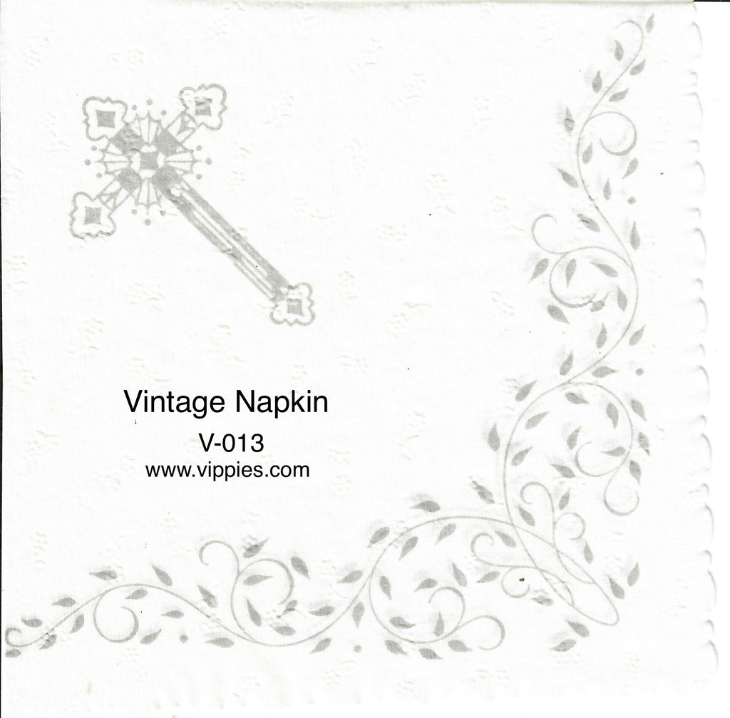 VNT-013-V Gray Cross Leaves Vintage Napkin
