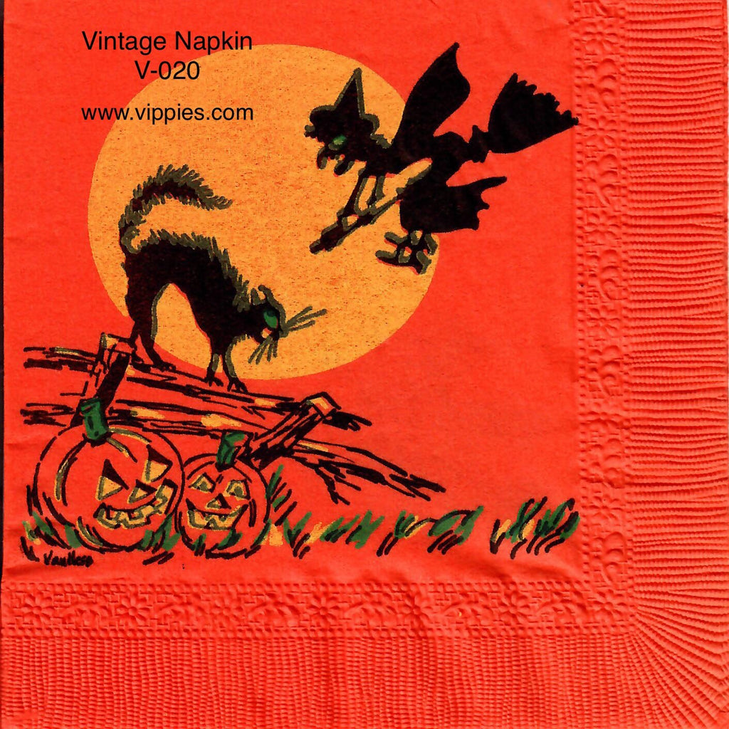VNT-020-V Witch on Broom Vintage Napkin