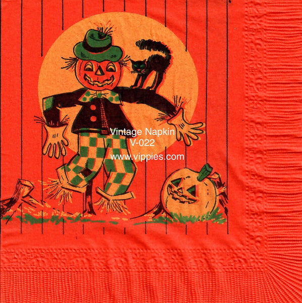 VNT-022-V Vintage Scarecrow Cat Vintage Napkin