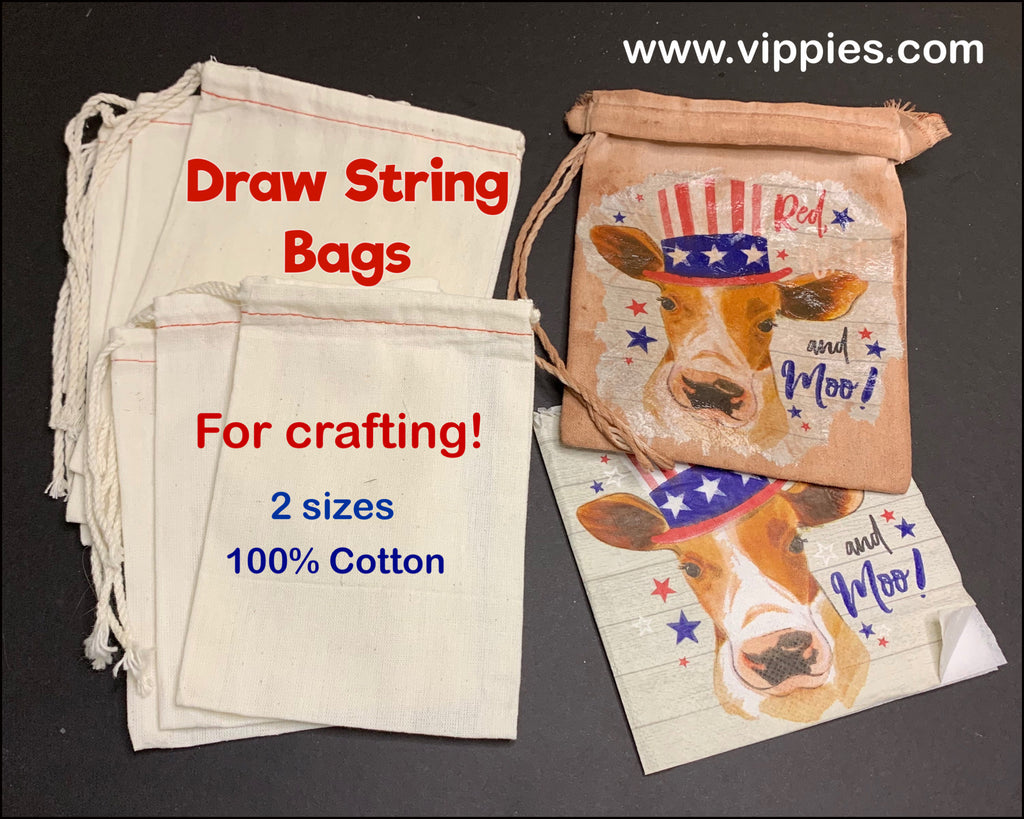 01-CDSBAGS-4X6 COTTON DRAWSTRING BAGS 4x6 - Pack of 10