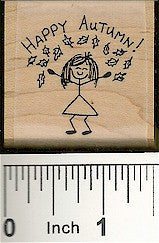 Happy Autumn Girl Rubber Stamp 2137D