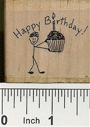 Boy Cupcake Rubber Stamp 2211D