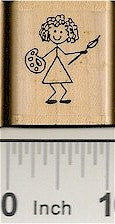 Girl Artist Rubber Stamp 2213C