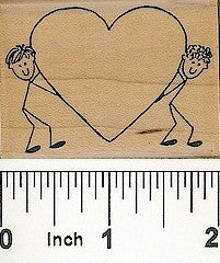 Men w/ Heart Rubber Stamp 2348E