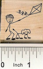 Kite Guy Rubber Stamp 2454E