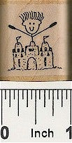 Boy Sandcastle Rubber Stamp 2488D