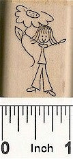 Girl w/ Daisy Right Rubber Stamp 2581E