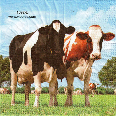 ANIM-1692-L Two Cows Field Napkin for Decoupage