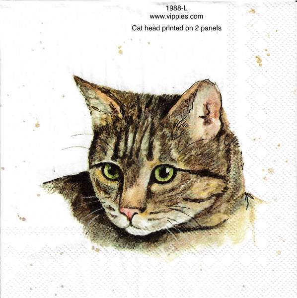 ANIM-1988 Cat Head and Cat Napkin for Decoupage