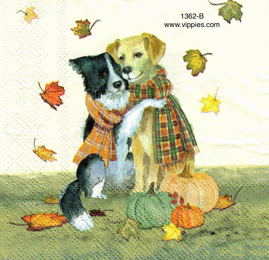 AT-1362 Cuddling Dogs Napkin for Decoupage