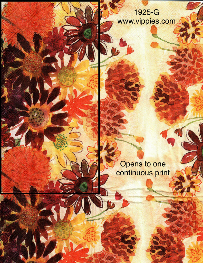 AT-1925 Deep Autumn Sketch Flowers Guest Napkin for Decoupage