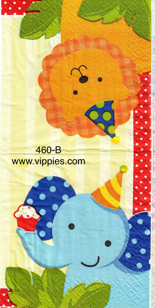 BDAY-460 Birthday Elephant and Lion Napkin for Decoupage