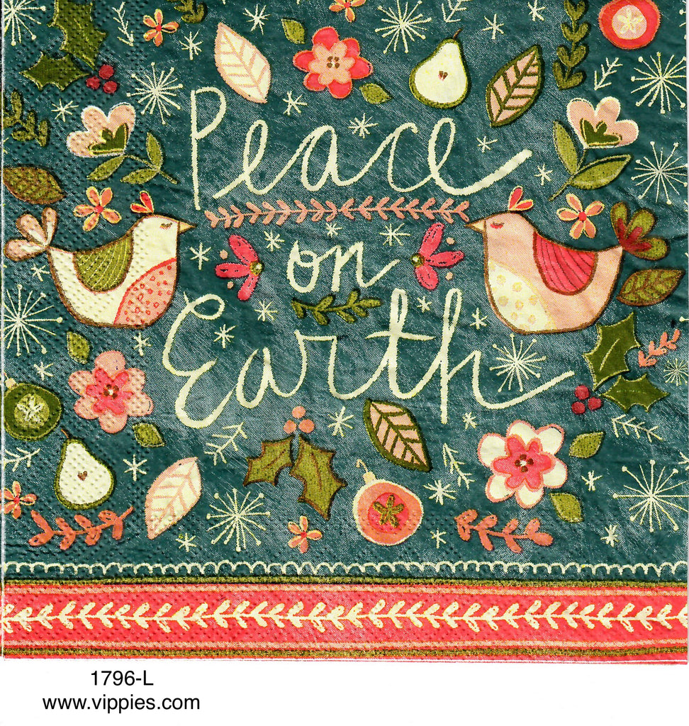 C-1796 Birds Peace on Earth Napkin for Decoupage