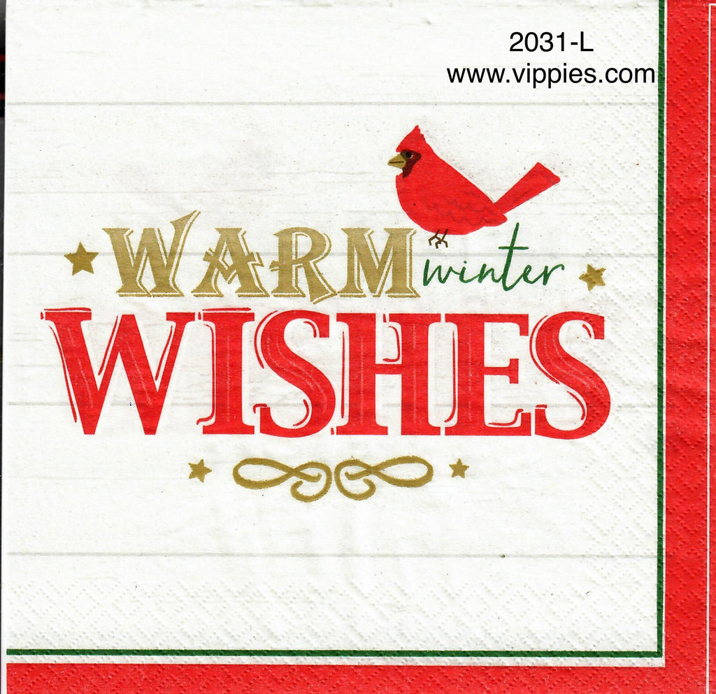C-2031-L Cardinal Warm Winter Wishes Napkin for Decoupage