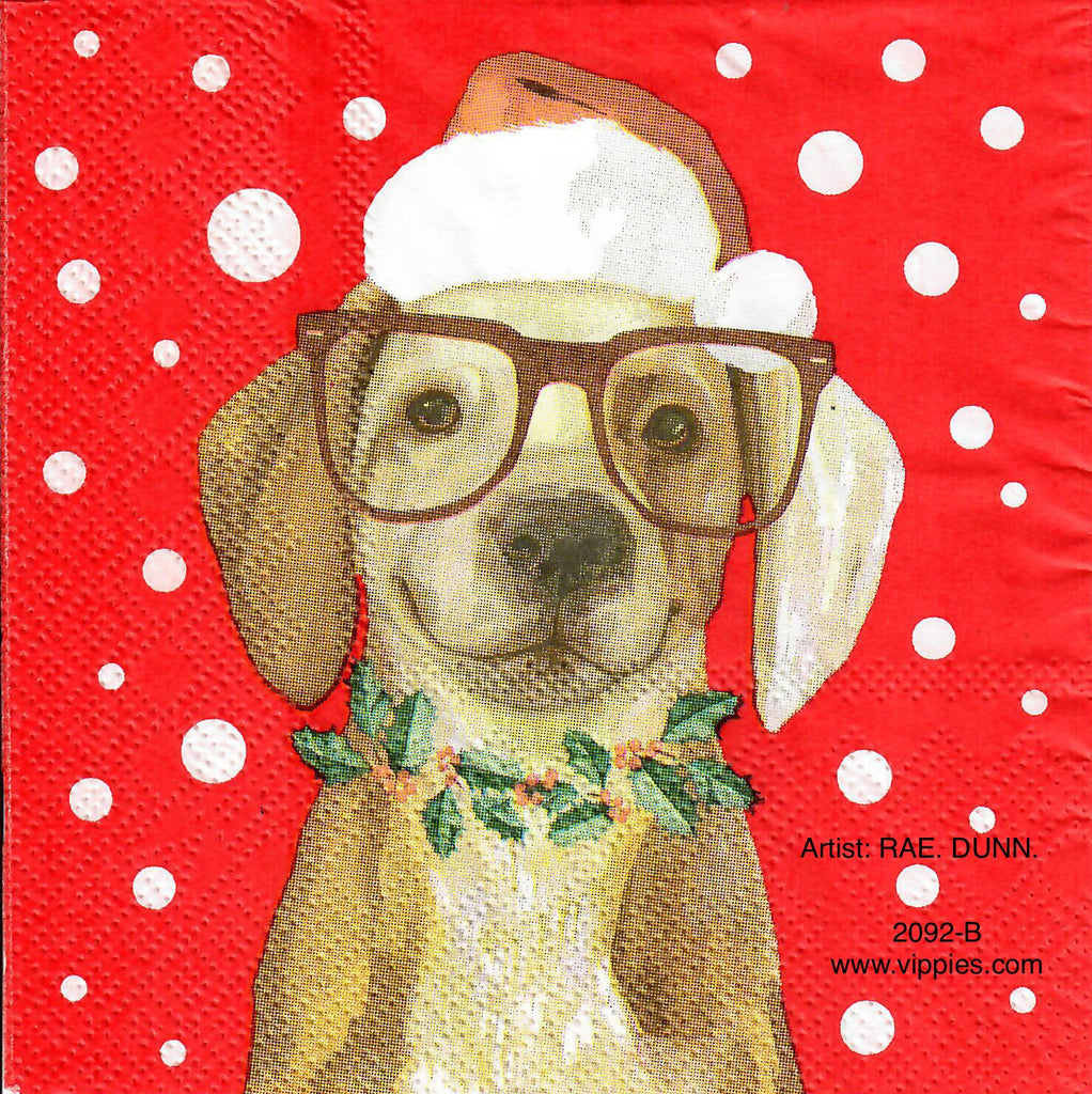 C-2092 Rae Dunn Beagle Glasses Napkin for Decoupage