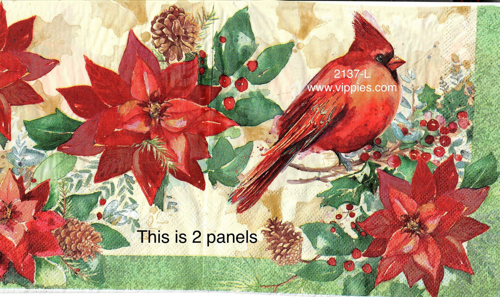 C-2137-L Cardinal Poinsettia Napkin for Decoupage