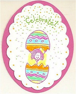 Girl in Egg Rubber Stamp 2288E