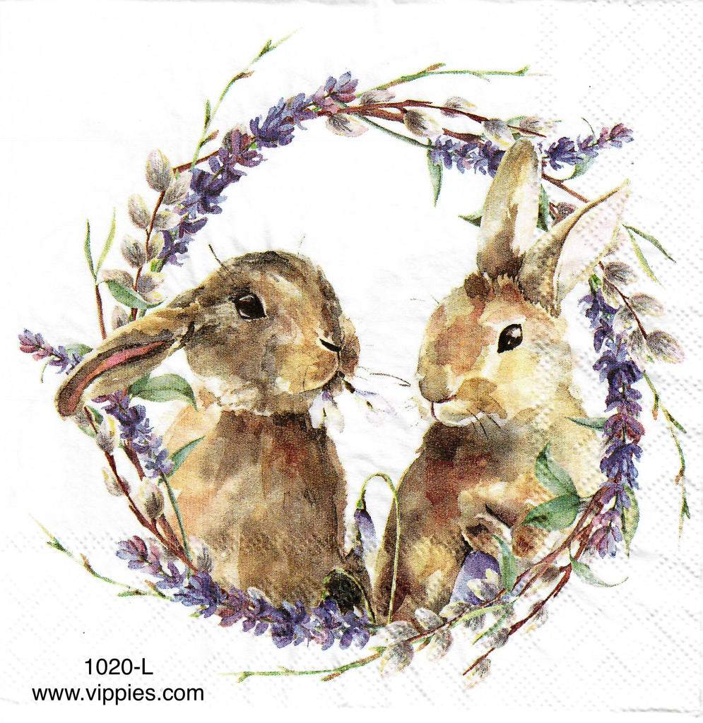 EAST-1020 Bunny Wreath Napkin for Decoupage